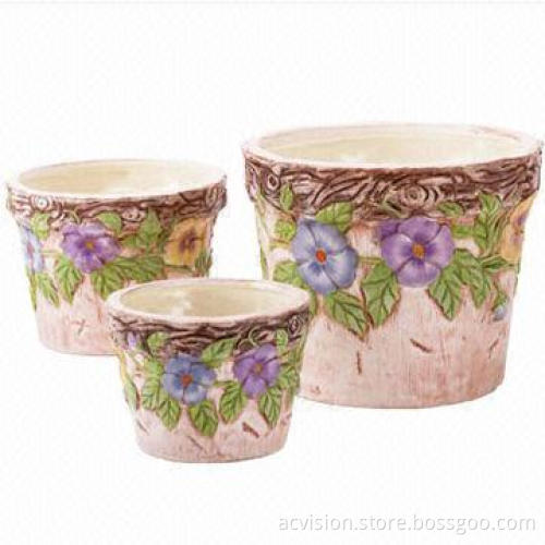 Ceramic garden decoration of outdoor flower pots
